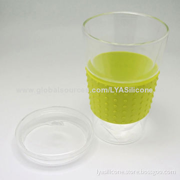 Double Wall Glass Tumbler with Silicone Wrap, OEM and ODM Designs Welcomed